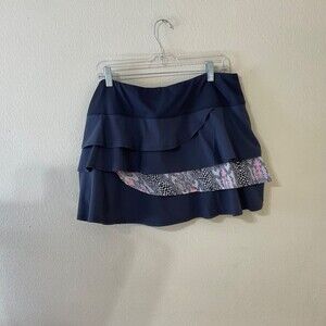 Bolle Women’s gray animal print  Bolle tiered ruffle  Skirt Skort XL